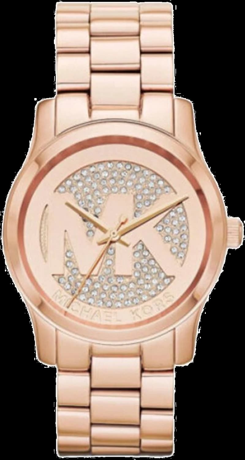 Garde-temps Michael Kors MK5853 pour femme, cadran or rose avec initiales MK