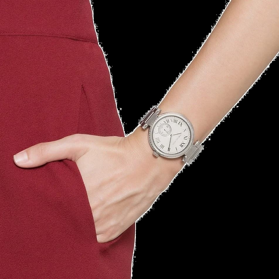 Zoom sur le cadran argent du Michael Kors MK5866