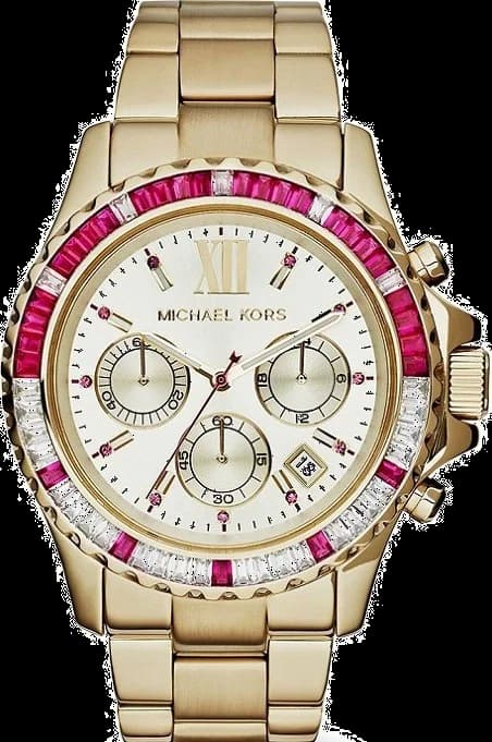 Garde-temps Michael Kors MK5871 pour femme, cadran or, bracelet acier argenté, lunette sertie