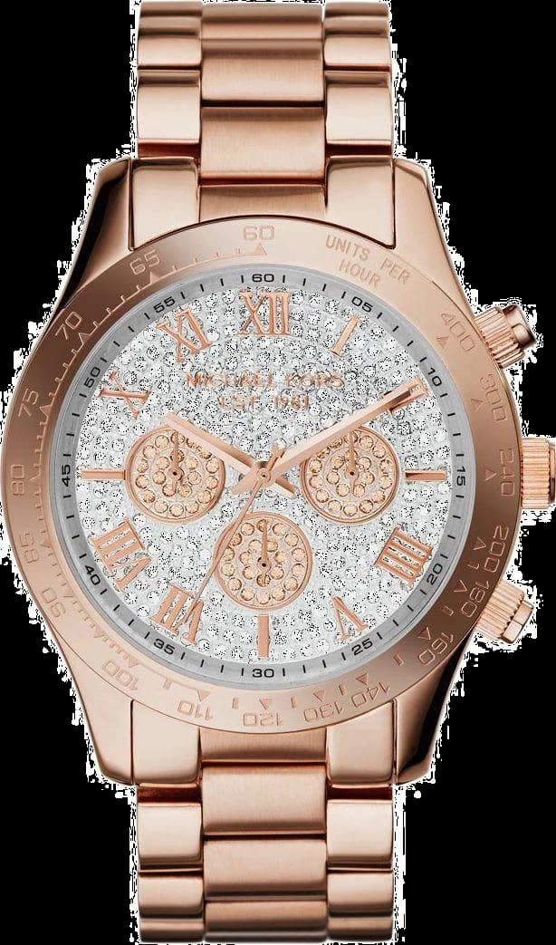 Garde-temps Michael Kors MK5946 pour femme, cadran argent avec index or rose et bracelet acier