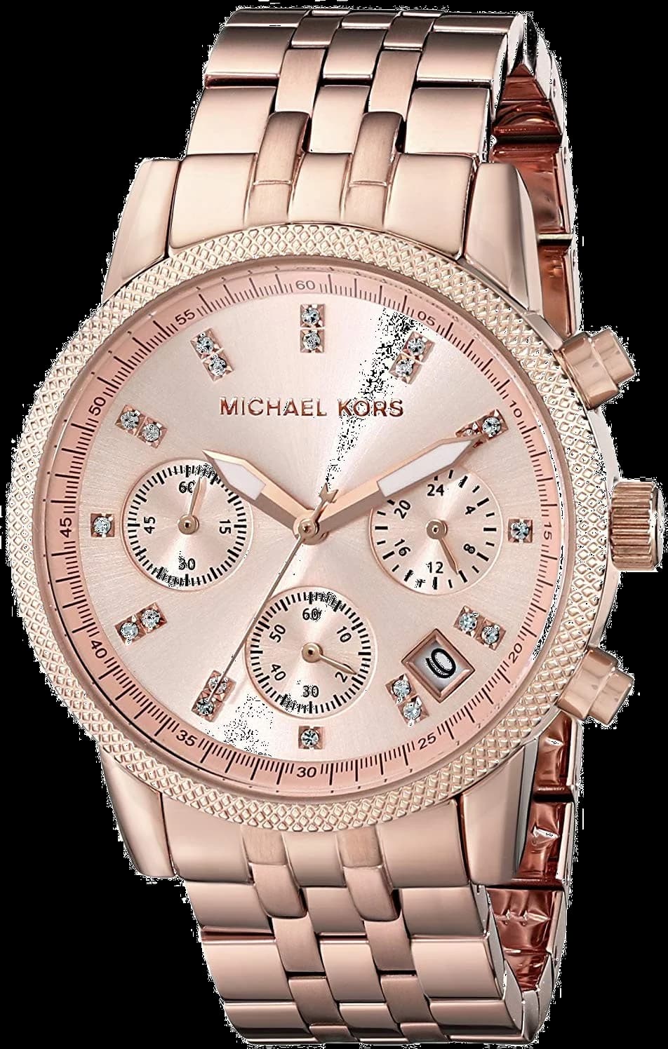 Garde-temps Michael Kors MK6077 pour femme, cadran or rose et acier bicolore