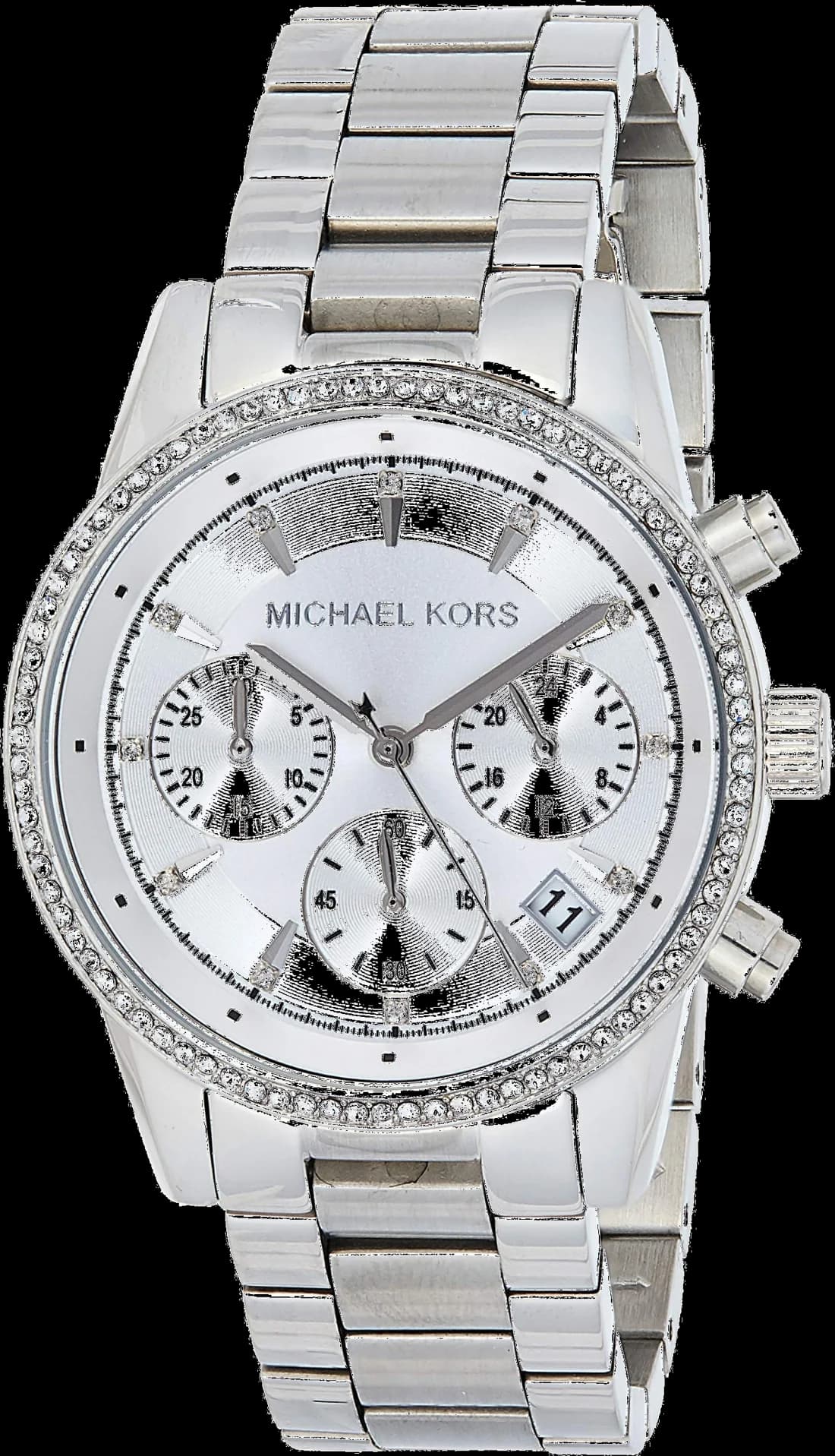Garde-temps Michael Kors MK6428 pour femme, cadran blanc à maillons argentés