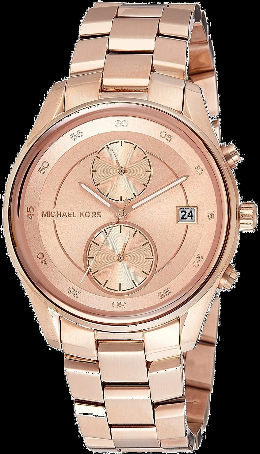 Garde-temps Michael Kors MK6465 pour femme, cadran or rose sur bracelet acier