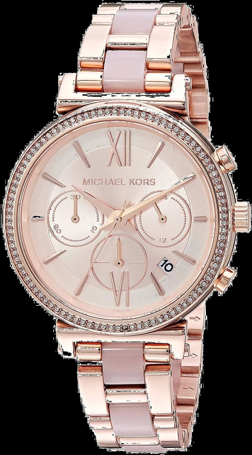 Garde-temps Michael Kors MK6560 pour femme, cadran or rose sur bracelet acier