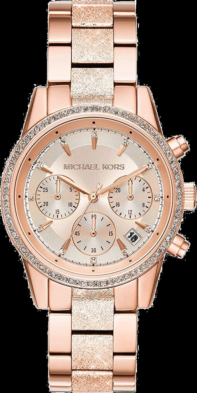 Garde-temps Michael Kors MK6598 pour femme, poudre de cristaux, fond et bracelets assortis
