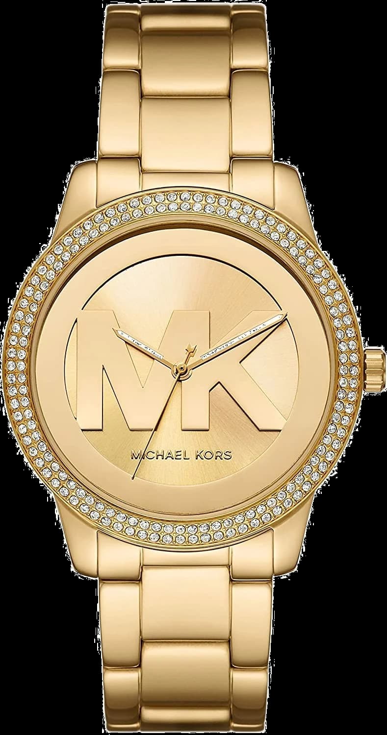 Garde-temps Michael Kors MK6879 pour femme, acier doré jaune, cadran or, allure luxueuse