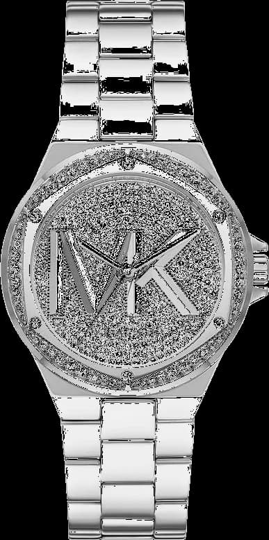 Garde-temps Michael Kors MK7234 pour femme, cadran argent pavé, bracelet acier argenté