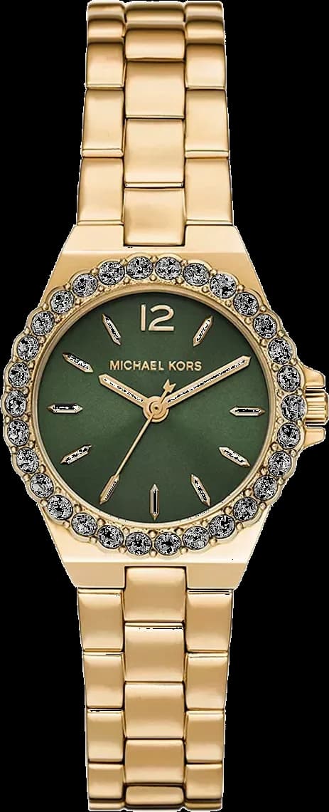 Garde-temps Michael Kors MK7395 pour femme, cadran vert, bracelet acier doré