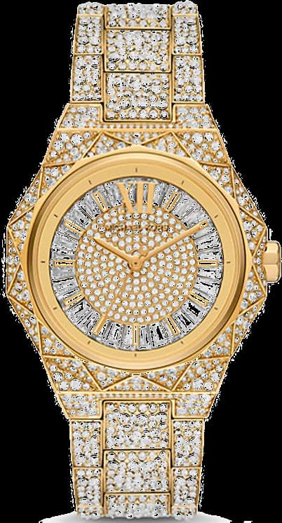 Garde-temps Michael Kors MK7398 pour femme, cadran or pavé sur bracelet acier doré