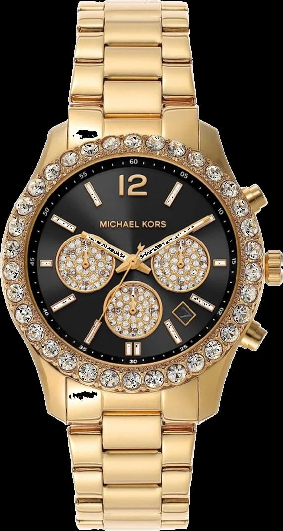 Garde-temps Michael Kors MK7414 pour femme, noir chronographe sur bracelet acier