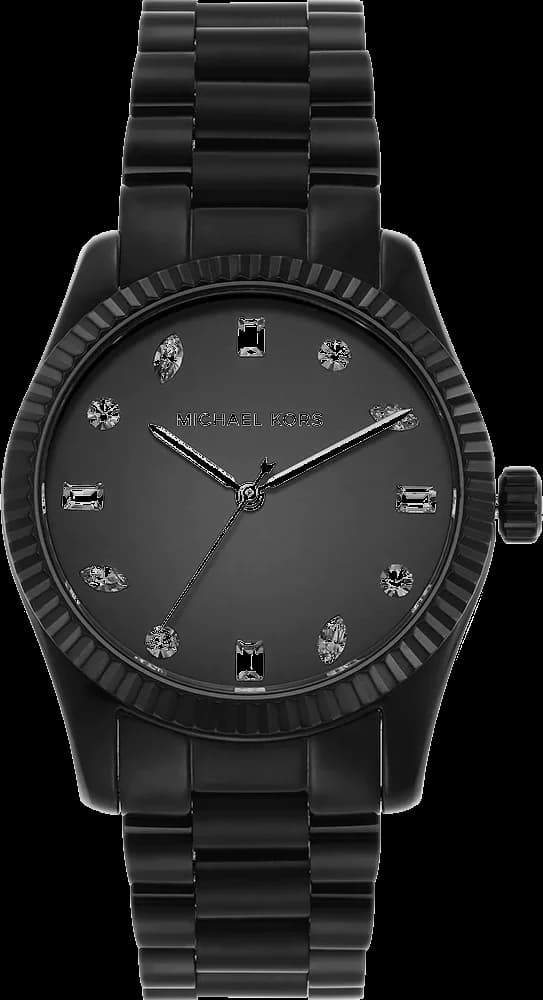 Garde-temps Michael Kors MK7442 pour femme, au cadran noir pavé de cristaux