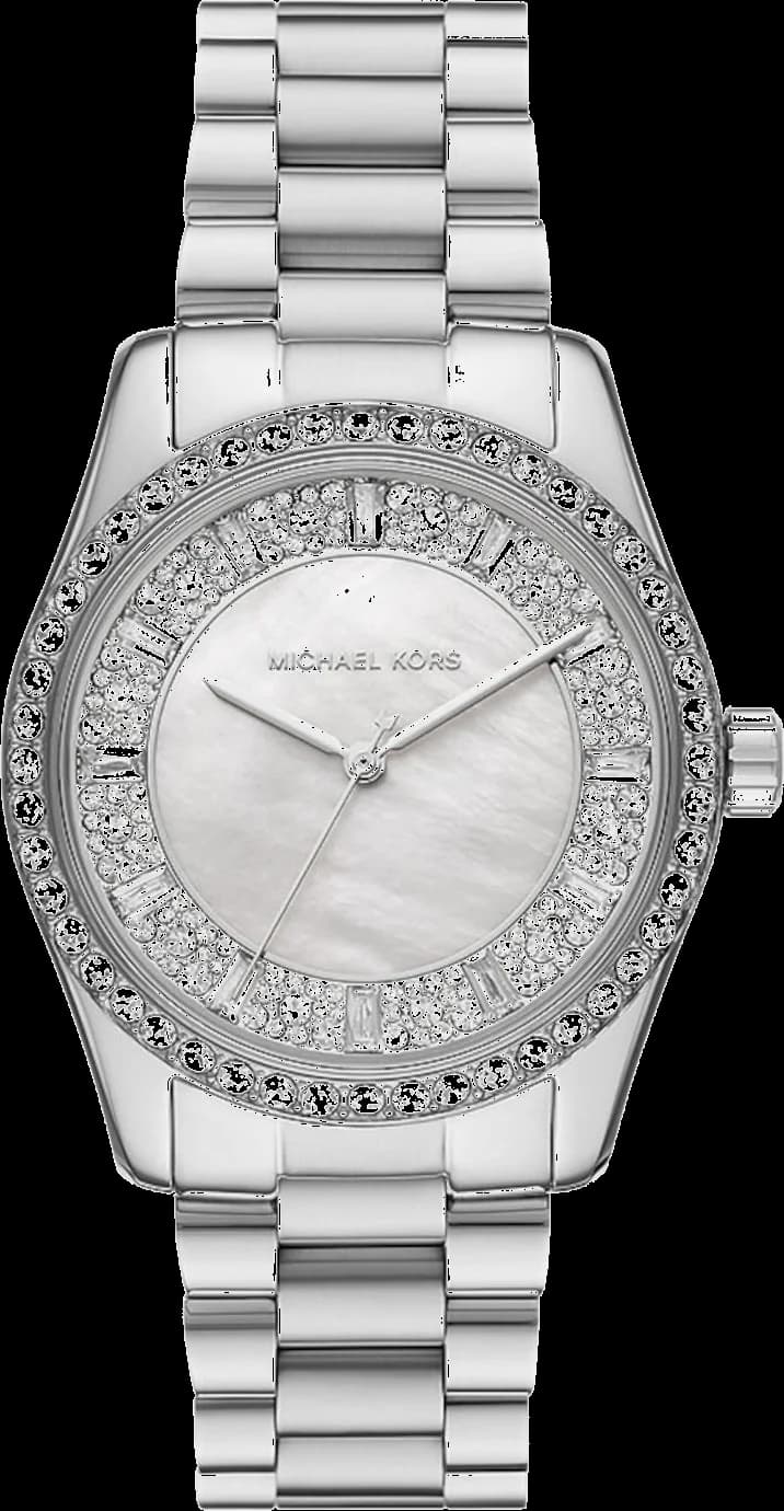 Garde-temps Michael Kors MK7445 pour femme, cadran argent pavé de cristaux