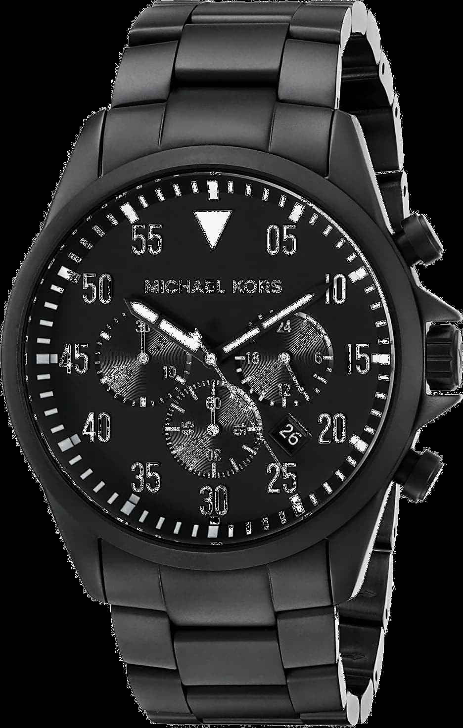 Garde-temps Michael Kors MK8414 pour homme, cadran noir avec bracelet acier brossé
