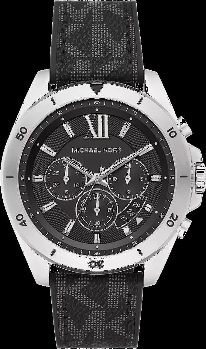 Garde-temps Michael Kors MK8850 pour homme, cadran noir, bracelet silicone imprimé logo