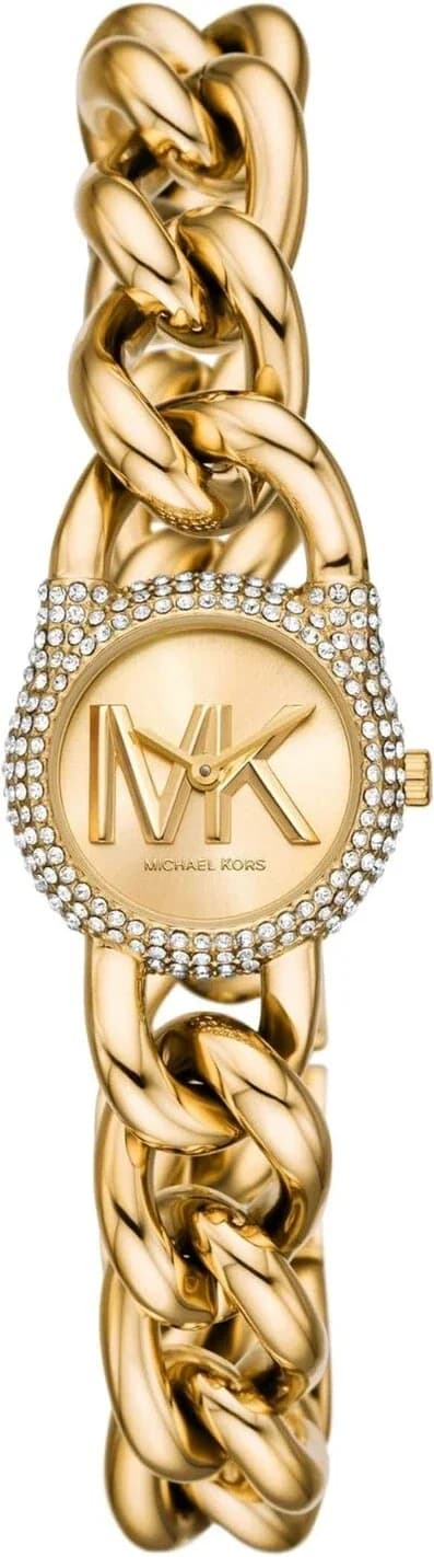 Garde-temps Michael Kors MKO1067 pour femme, cadran or, bracelet maillons acier doré