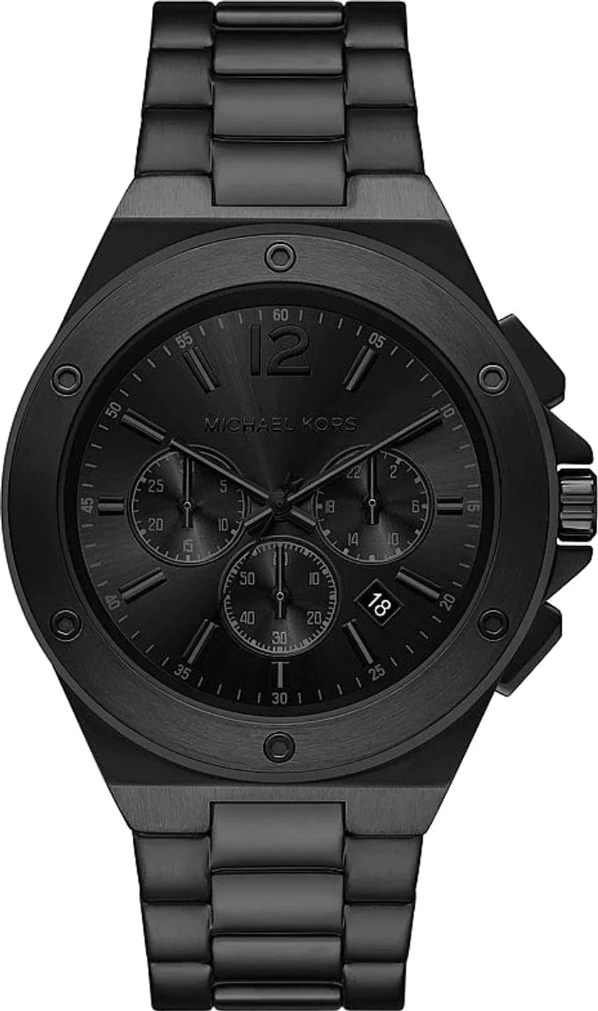 Garde-temps Michael Kors MKO1234 pour homme, cadran noir et bracelet acier