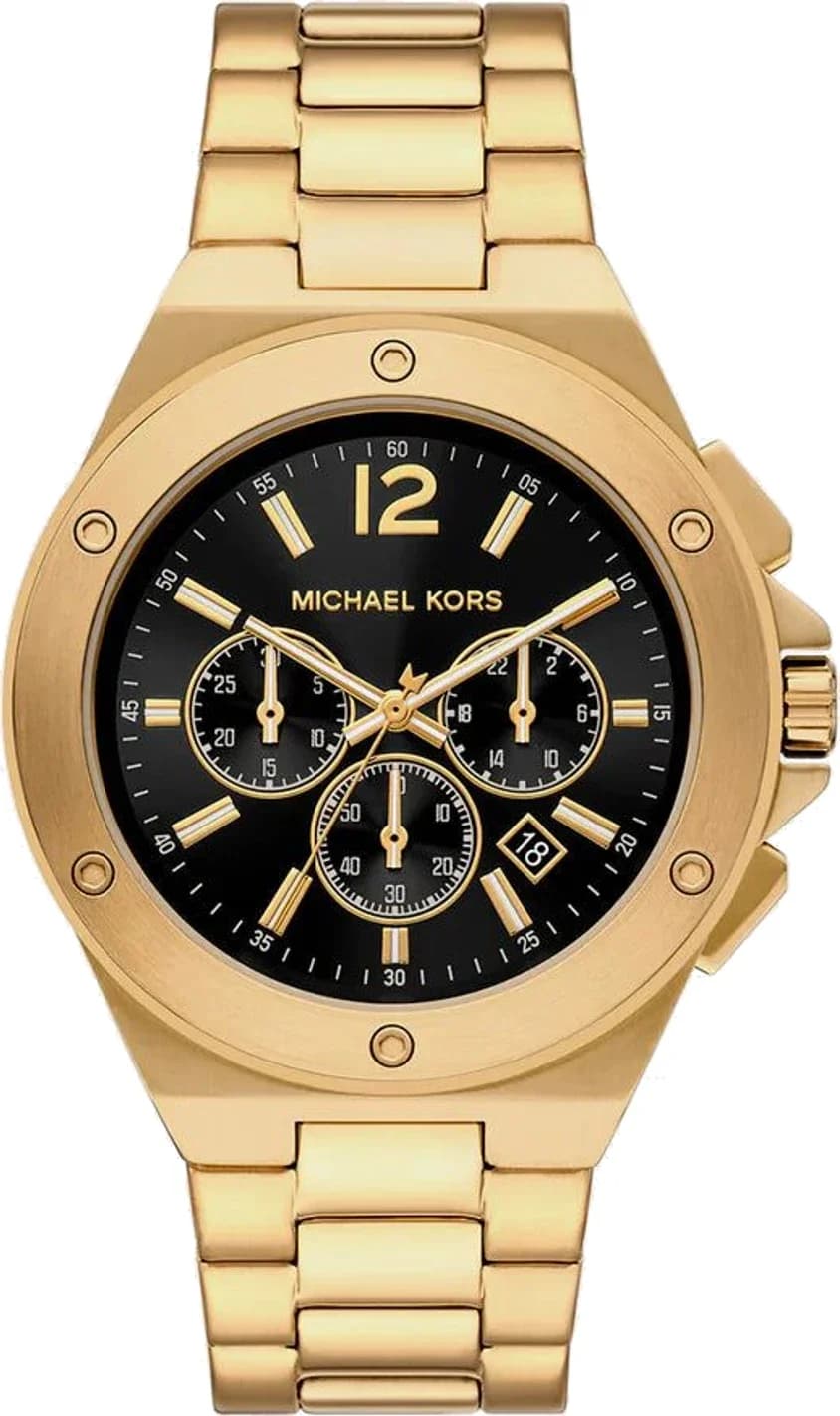Garde-temps Michael Kors MKO1236 pour homme, cadran noir sur bracelet acier