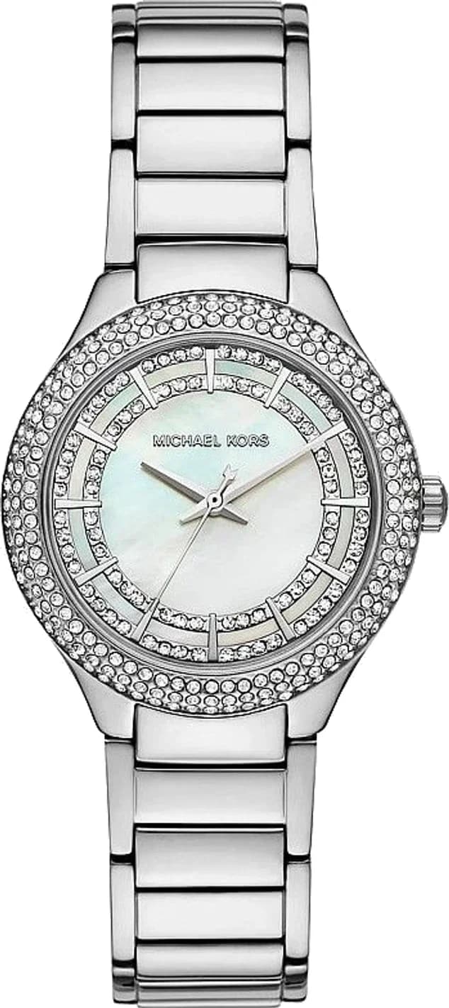 Garde-temps Michael Kors MKO9019 pour femme, cadran argenté avec bracelet acier