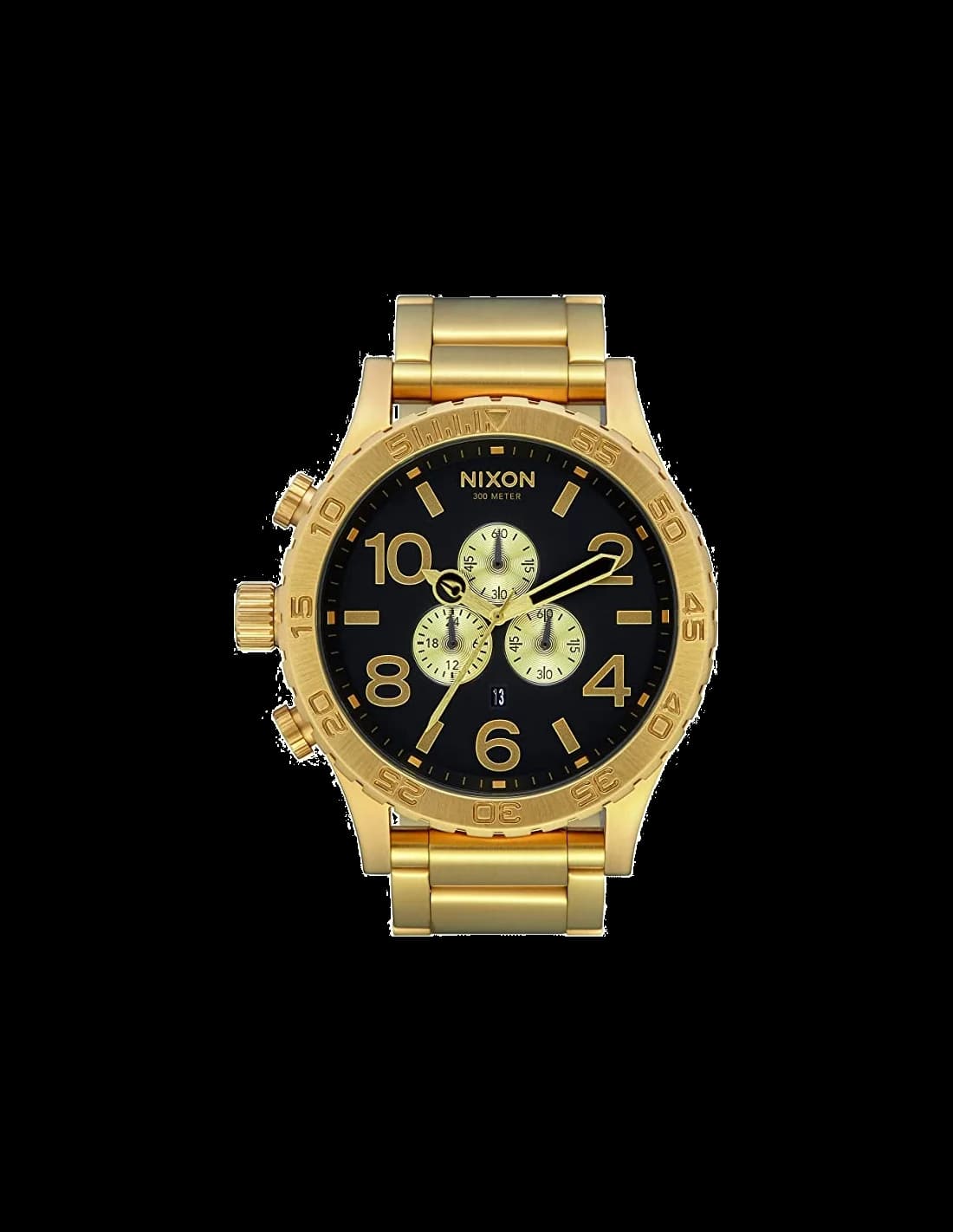 Garde-temps Nixon A083-510 pour homme, cadran noir, acier doré