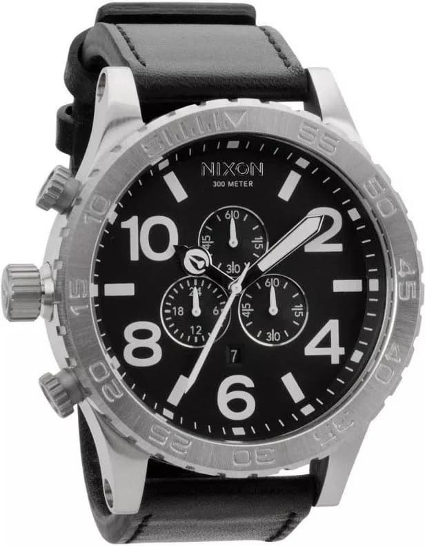 Garde-temps Nixon A124-1000 pour homme, cadran noir bracelet cuir noir