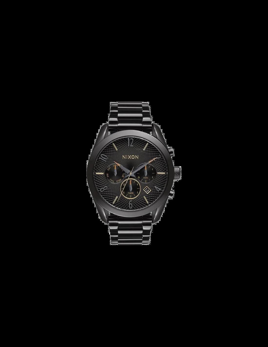 Garde-temps Nixon A366-1616 pour femme, cadran noir sur bracelet acier maillons