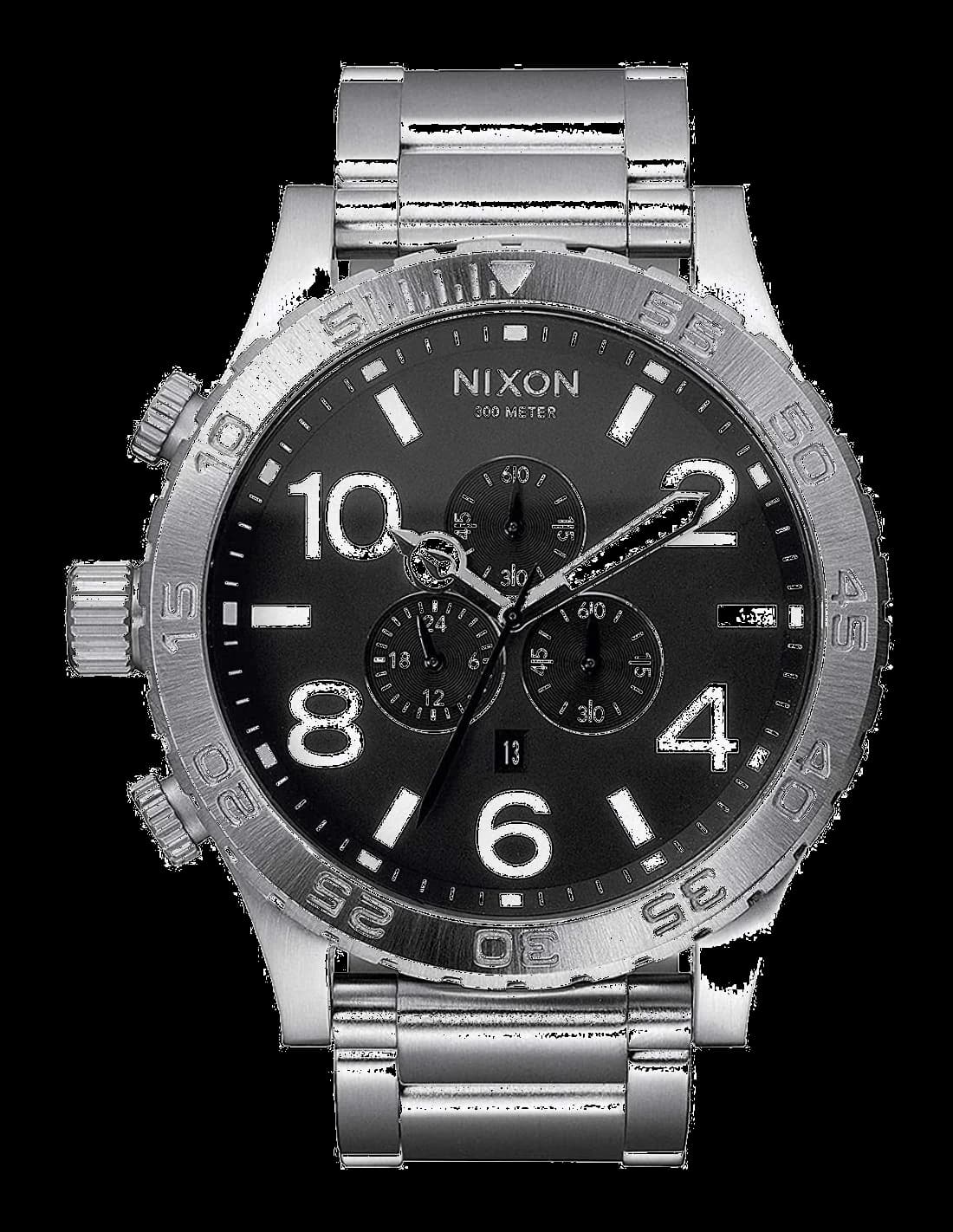 Garde-temps Nixon A083-000 pour homme, au cadran noir sur bracelet en acier