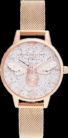 Garde-temps Olivia Burton OB16FB04 pour femme, cadran gris pailleté sur bracelet acier