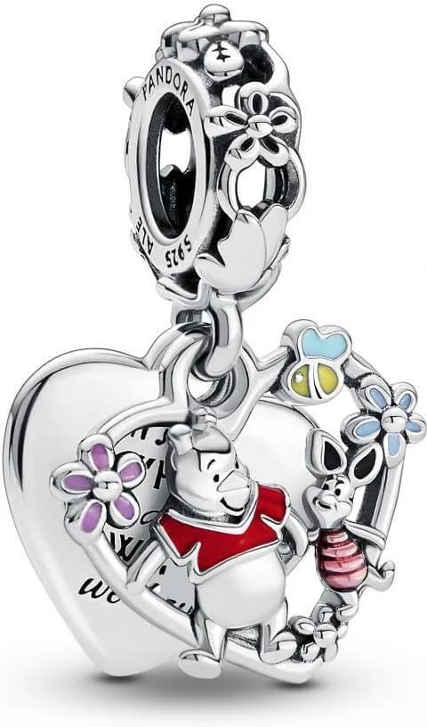 Charm Pandora Pendant Double Disney - Winnie l'Ourson et Porcinet - Argent 925 et émail multicolore - Réf. 792214C01