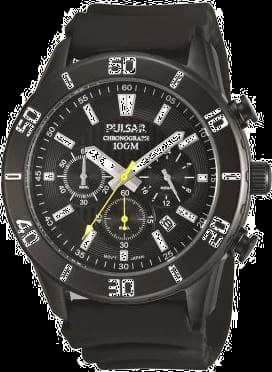 Garde-temps Pulsar PT3375X1 pour homme, cadran noir, bracelet silicone moderne