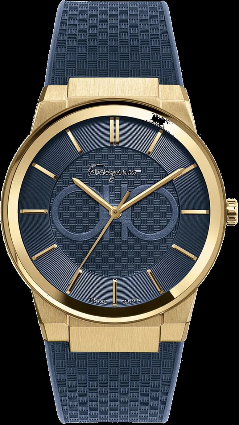 Garde-temps Salvatore Ferragamo SFHP00220 pour homme, cadran bleu sur bracelet silicone bleu