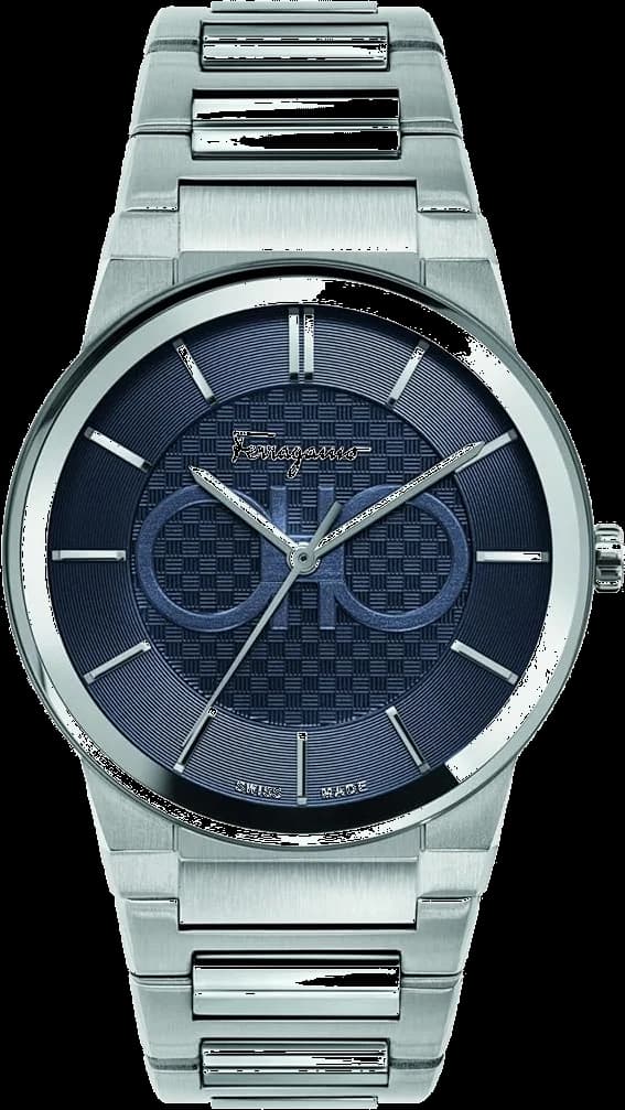 Garde-temps Salvatore Ferragamo SFHP00620 pour homme, cadran bleu marine sur bracelet acier
