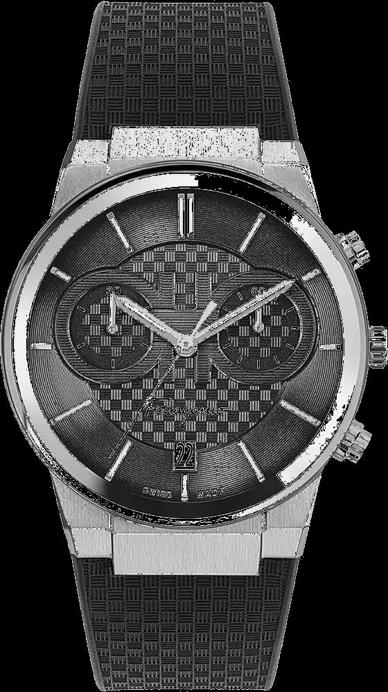 Garde-temps Salvatore Ferragamo SFME00121 pour homme, chronographe acier et silicone noir