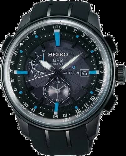 Garde-temps Seiko SAS033J1 pour homme, bracelet silicone noir, solaire GPS