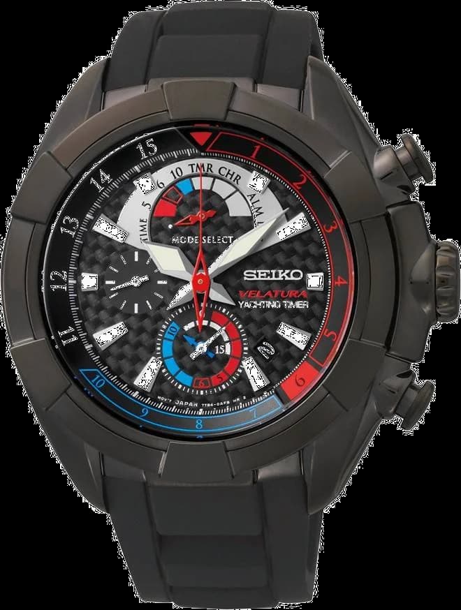 Garde-temps Seiko SPC149P1 pour homme, cadran noir boîtier titane et acier
