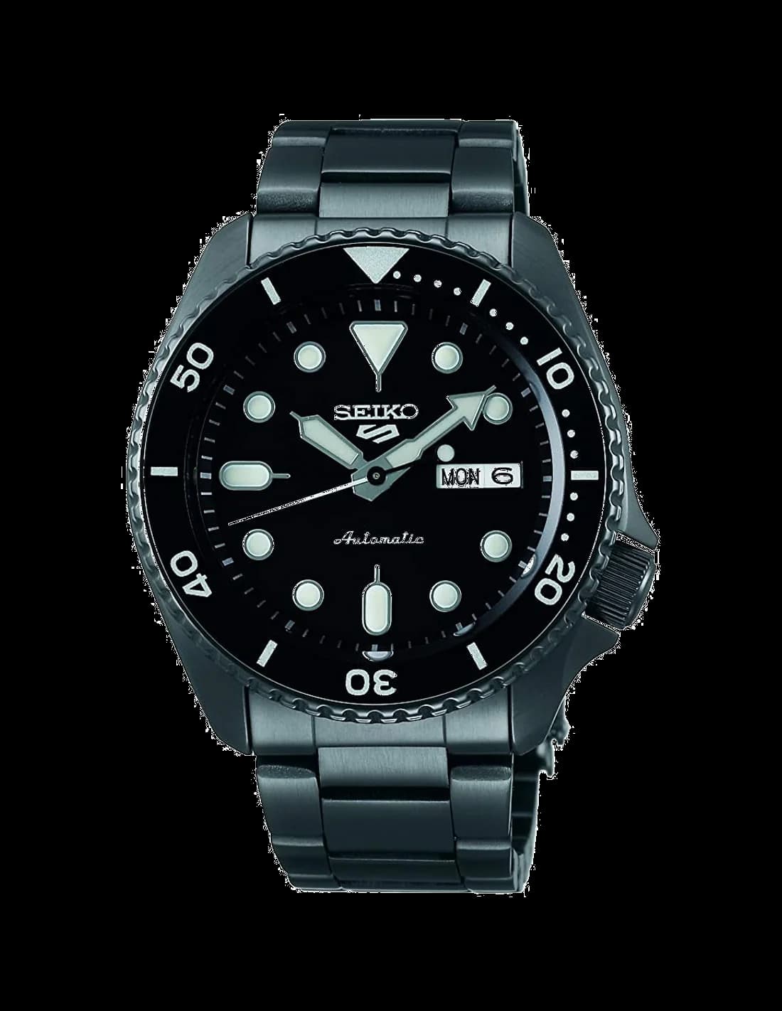 Garde-temps Seiko SRPD65K1 pour homme, cadran noir sur boîtier PVD noir