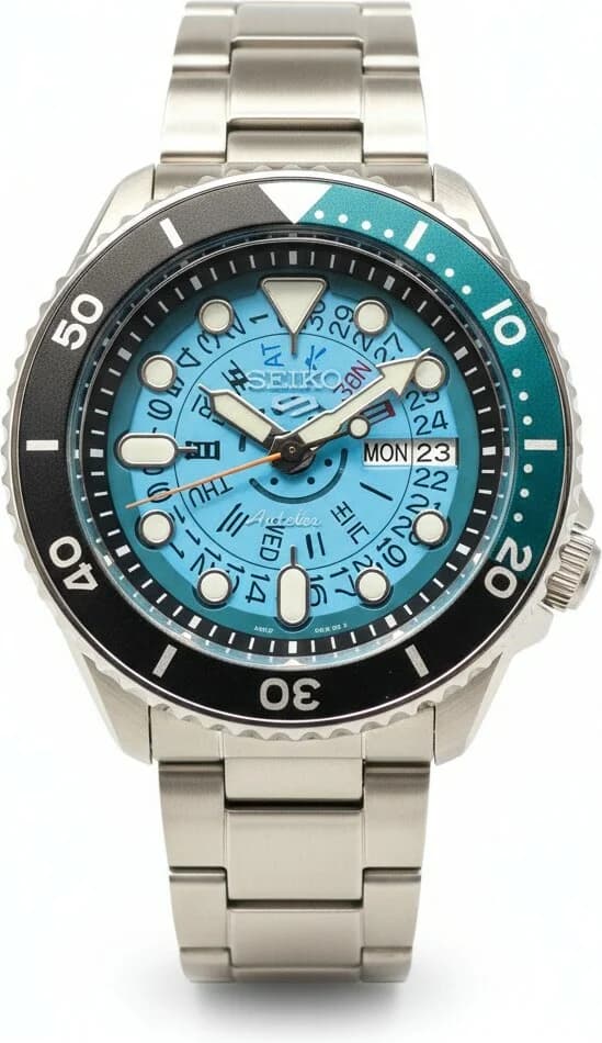 Garde-temps Seiko SRPJ45BL pour homme, cadran bleu soleillé et bracelet acier