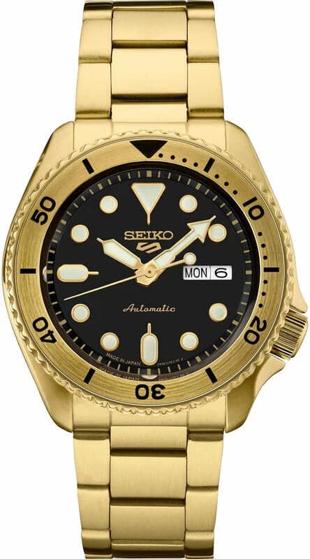 Garde-temps Seiko SRPK18 pour homme, cadran noir sobre sur bracelet acier