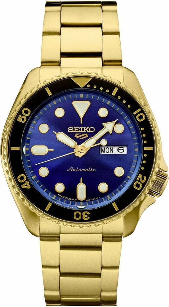 Garde-temps Seiko SRPK20 pour homme, cadran bleu sportif sur bracelet acier