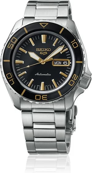Garde-temps Seiko SRPK99K1 pour homme, cadran noir sur boîtier acier