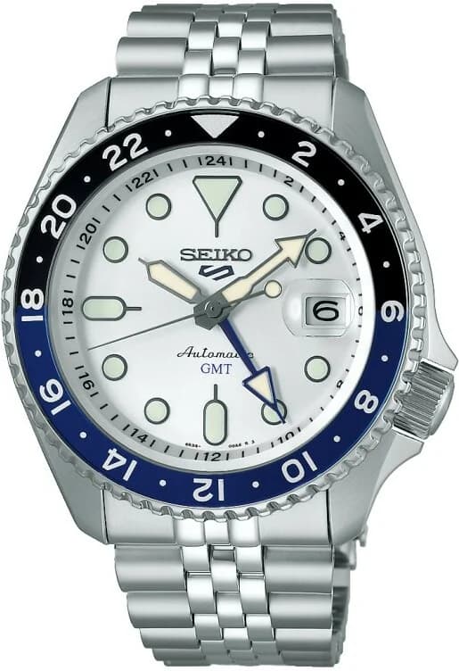 Garde-temps Seiko SSK033K1 pour homme, blanc, acier, automatique GMT