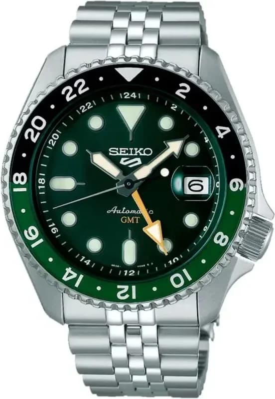 Garde-temps Seiko SSK035K1 pour homme, vert soleil, acier, automatique GMT