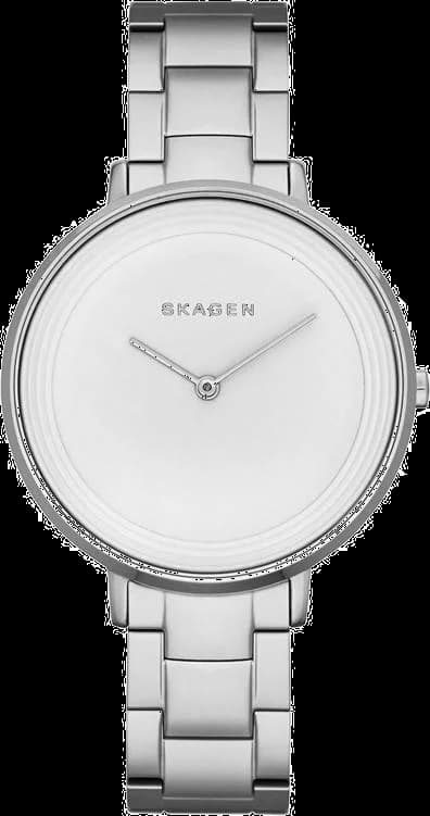 Garde-temps Skagen SKW2329 pour femme, cadran argenté lumineux sur bracelet acier