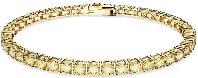 Garde-temps Swarovski 5648933 pour femme, bracelet métal plaqué or jaune cristaux ronds