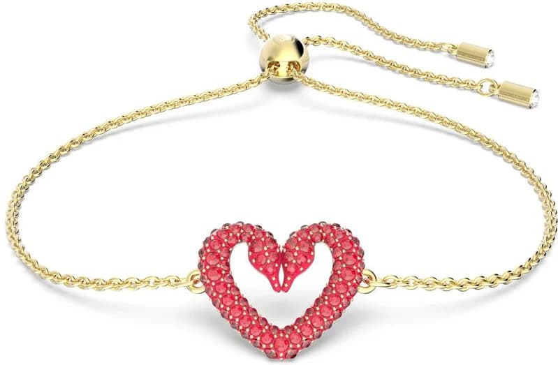 Garde-temps Swarovski 5634724 pour femme, bracelet métal plaqué or rouge petit coeur