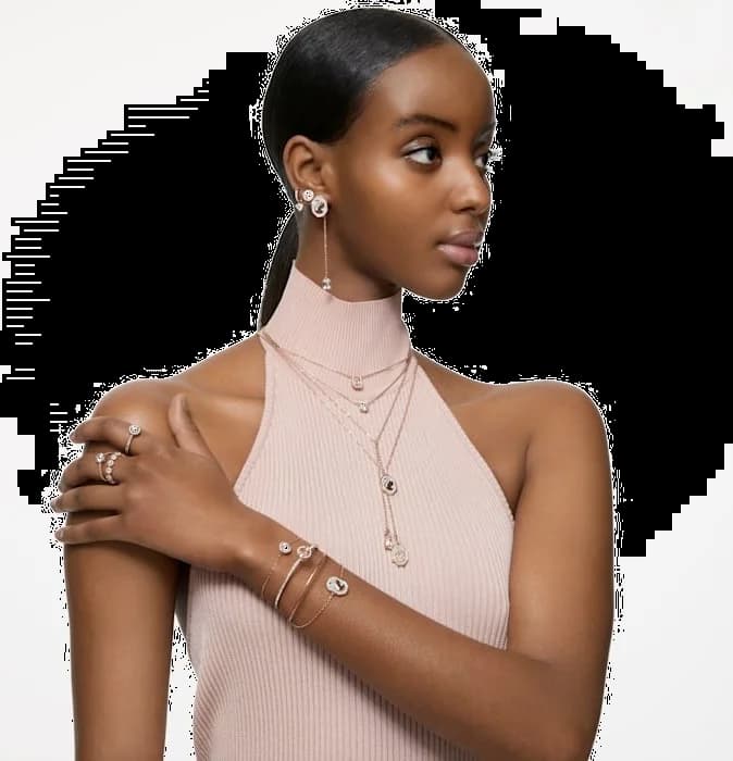 Bracelet Swarovski Constella 5636273 en métal plaqué or rose avec cristal taille ronde et pavé blanc - Pour Femme vue 4