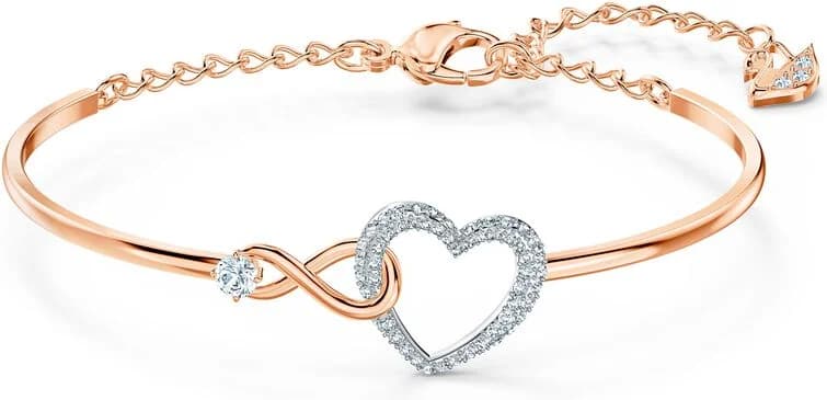 Garde-temps Swarovski 5518869 pour femme, cœur blanc métal plaqué or rose