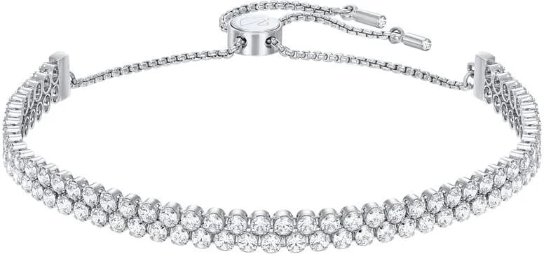 Garde-temps Swarovski 5221397 pour femme, double rang plaqué rhodium blanc