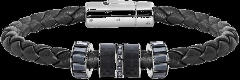 Garde-temps Swarovski 5159648, bracelet diagonal cuir cristaux noirs