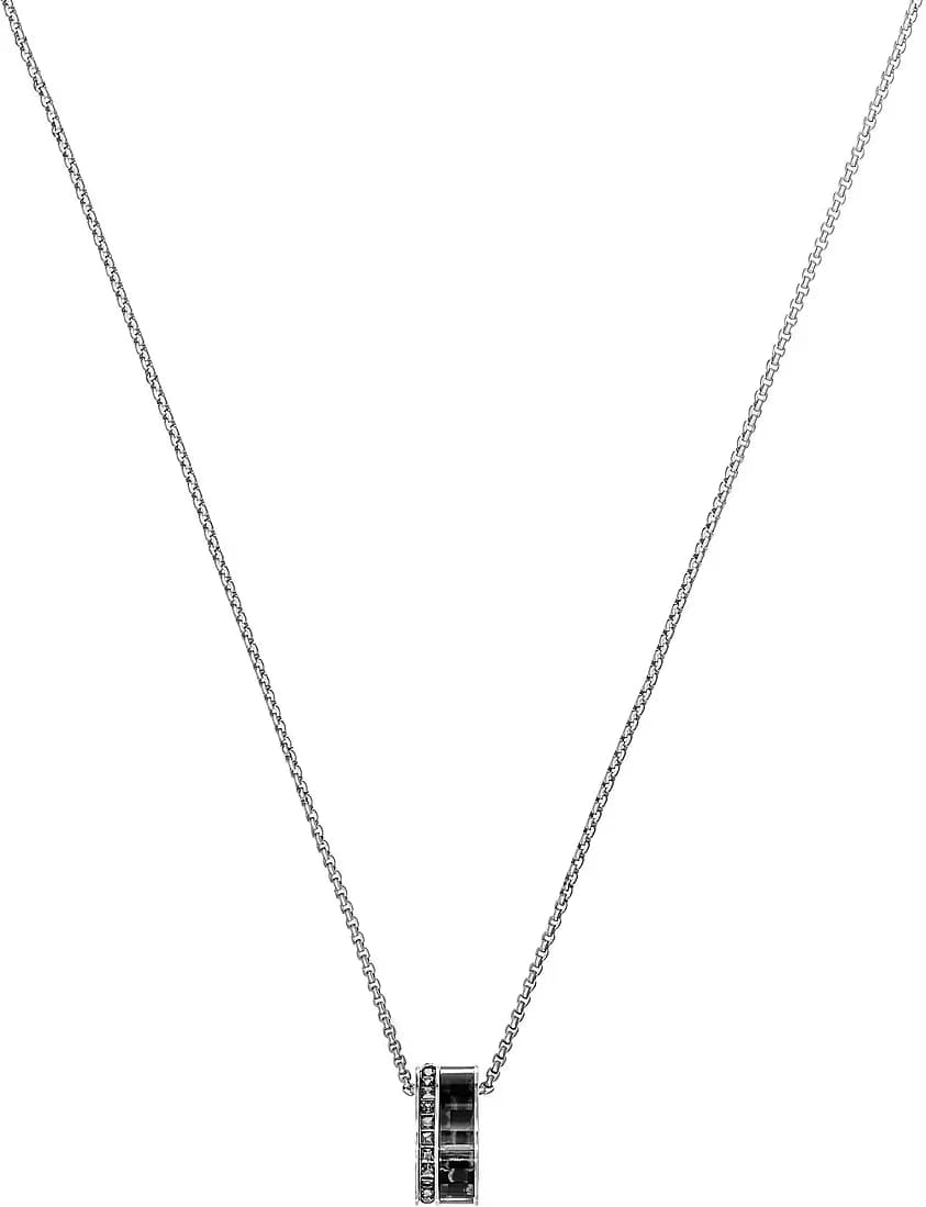Garde-temps Swarovski 5427142 pour homme, collier acier pendentif fibre carbone cristaux