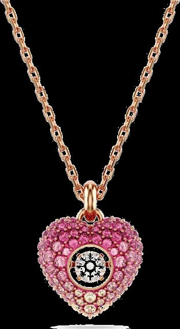 Garde-temps Swarovski 5683580 pour femme, collier plaqué or rose cœur cristaux